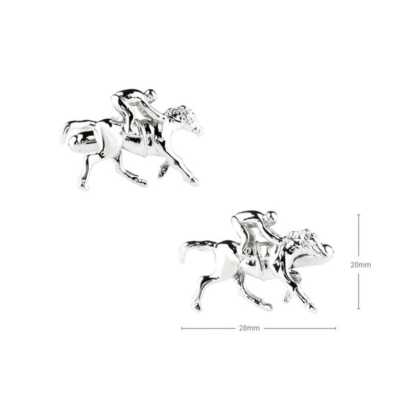 [Australia] - Sports Racing Riding Horse Races Plain Glossy White Metal Plated Steel Cufflinks 