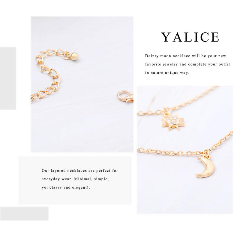 [Australia] - Yalice Boho Layered Moon Necklace Chain Gold Bell Choker Necklaces Crystal Star Jewelry for Women and Girls 