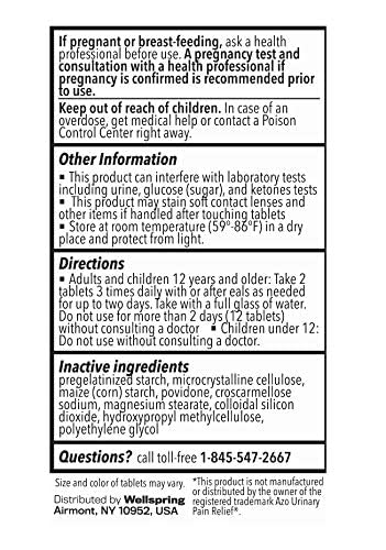 [Australia] - WELMATE Urinary Pain Relief | UTI Relief | Fast Acting | Bladder Discomfort & Pain Relief | Phenazopyridine Hydrochloride 99.5mg | 72 Count Tablets 