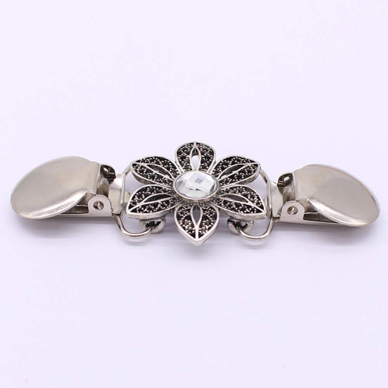 [Australia] - VIEEL 3 Pack Sweater Clips, Beaded Cardigan Clips, Stylish Pearl, Cardigan Collar Clip (2 Duck+Flower), 5.25"L x 1"W x .25"H 