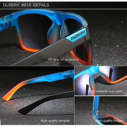 [Australia] - DUBERY Mens Sport Polarized Sunglasses Outdoor Riding Square Windproof Eyewear D918 Black&azure/Azure 