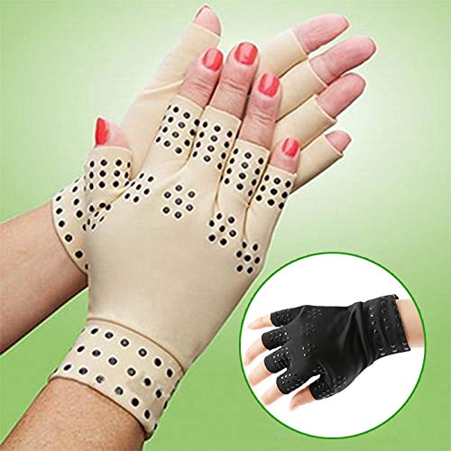 [Australia] - Chargen Arthritis Gloves Compression Gloves Fingerless Gloves Magnetic Anti-Arthritis Therapeutic Therapy Fingerless Gloves Relief Hand Pain Relief Heal Joints Relief ((Nude) Nude 