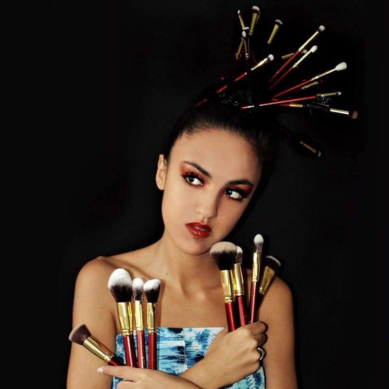 [Australia] - DUcare Makeup Brushes with Box 27Pcs Professional Makeup Brush Set Premium Synthetic Hair Kabuki Foundation Blending Make Up Brushes Kit, Gift for Women- Red red27pcs 