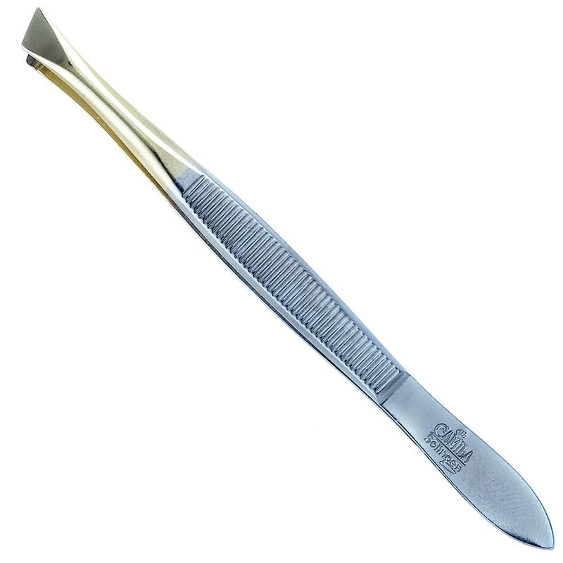 [Australia] - Camila Solingen CS29 3 1/2" Gold Tipped, Surgical Grade, German Stainless Steel Tweezers (Slanted) - Flawless Eyebrow and Facial Hair Shaping and Removal for Men/Women Slanted 