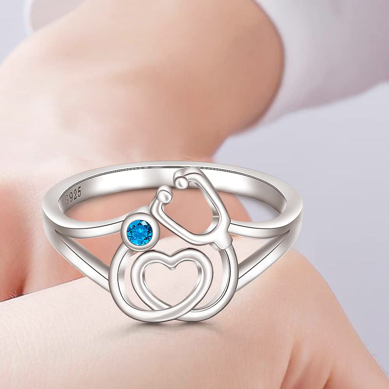 [Australia] - Nurse Stethoscope Ring for Women Sterling Silver BSN Graduation Future Doctor Gifts Medical Student Rn Nurses Jewelry 7 