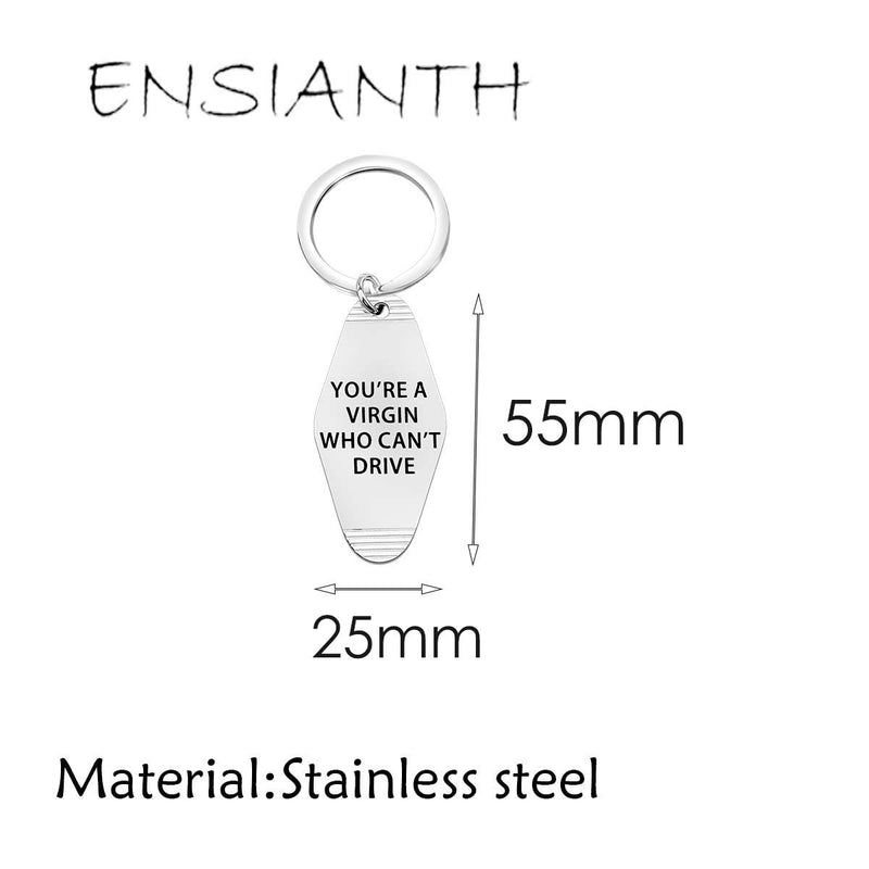 [Australia] - ENSIANTH Hotel Keychain Clueless Inspired Keychain You're a Virgin Who Can't Drive Motel Key Tag 