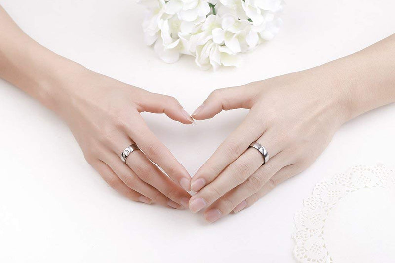 [Australia] - LAVUMO Matching Promise Rings for Couples Love You Forever Wedding Bands Sets for Him and Her Half Heart Rings Stainless Steel 6mm with Box Comfort Fit Men 10 & Women 10 