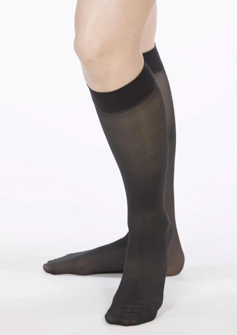 [Australia] - Allegro 15-20 mmHg Essential 16 Sheer Compression Support Hose - Knee High, Closed Toe, Compression Stockings for Women Black Large 
