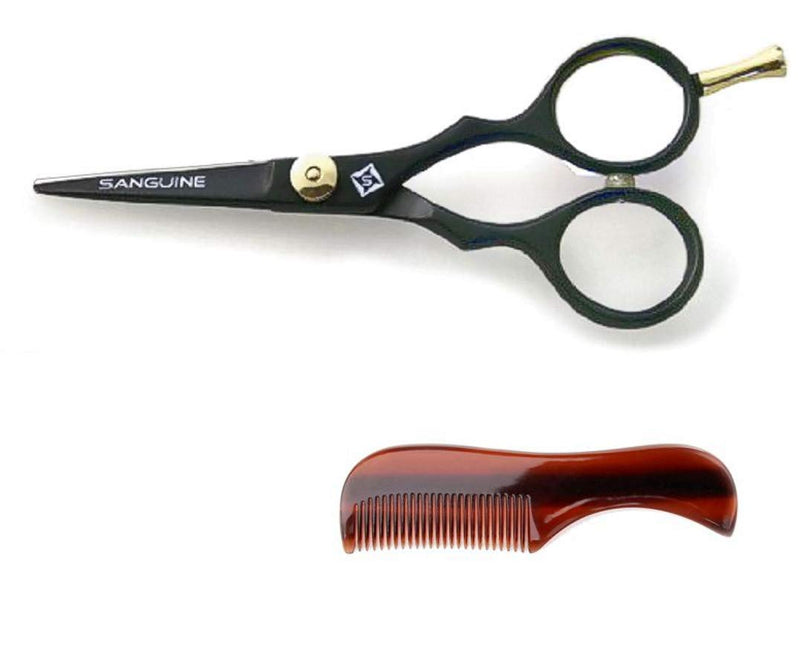 [Australia] - Professional Moustache Scissors and Beard Trimming Scissors, Extremely Sharp - Deep Black, Presentation Case 