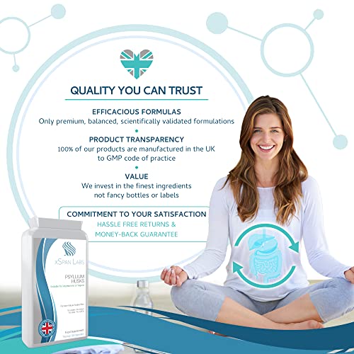 [Australia] - Psyllium Husks 750mg 90 Capsules - All Natural Soluble Fibre Supplement - Great for Digestion, Keto Diets and complementing Bio-Culture Supplements� Manufactured in The UK 