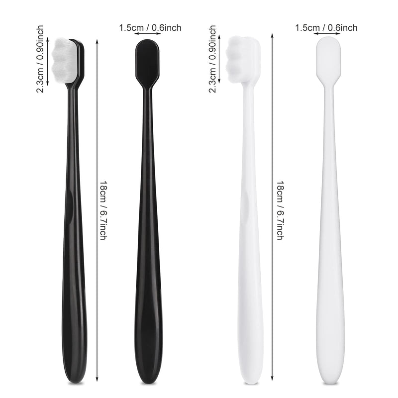 [Australia] - WLLHYF 2 PCS Extra Soft Micro Nano Toothbrush for Sensitive Gums, Soft Toothbrush with 10000 Soft Bristles Sterile Fiber Adult Toothbrush Painless Brushing for Teeth Oral Gum Recession Black White a 
