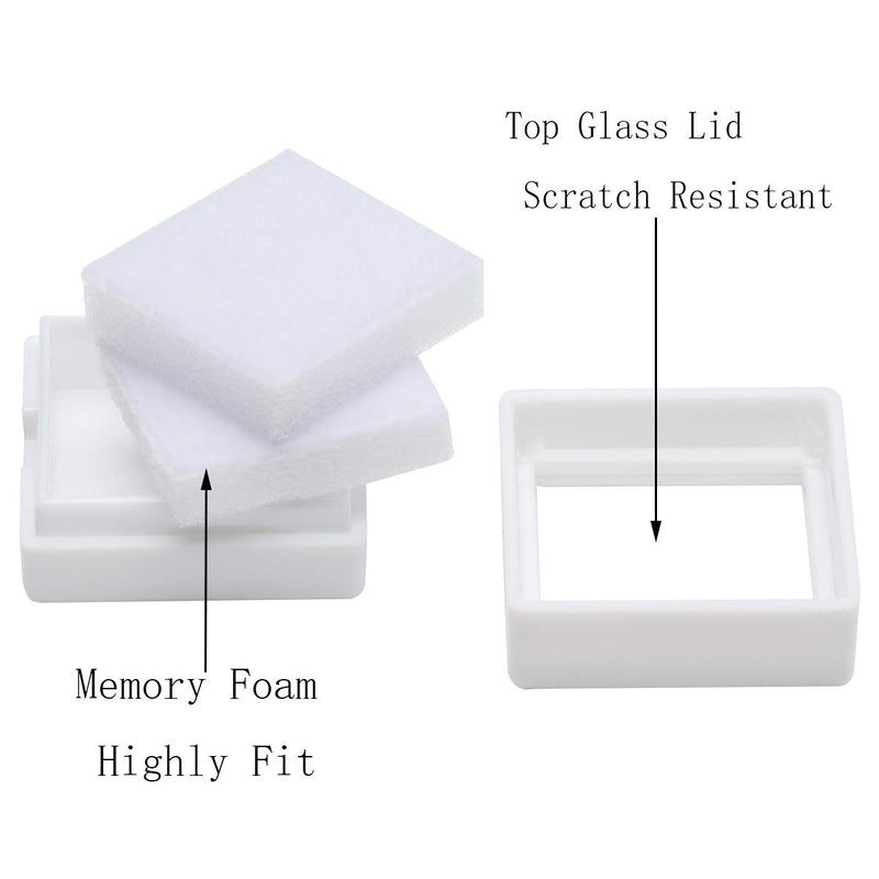 [Australia] - 8 PCS Loose Gemstone Display Box Jewelry Box Container with Glass Top Lids for Gems, Diamond,Diameter 1.9”(White) White 1.9"x1.9"x0.8" 
