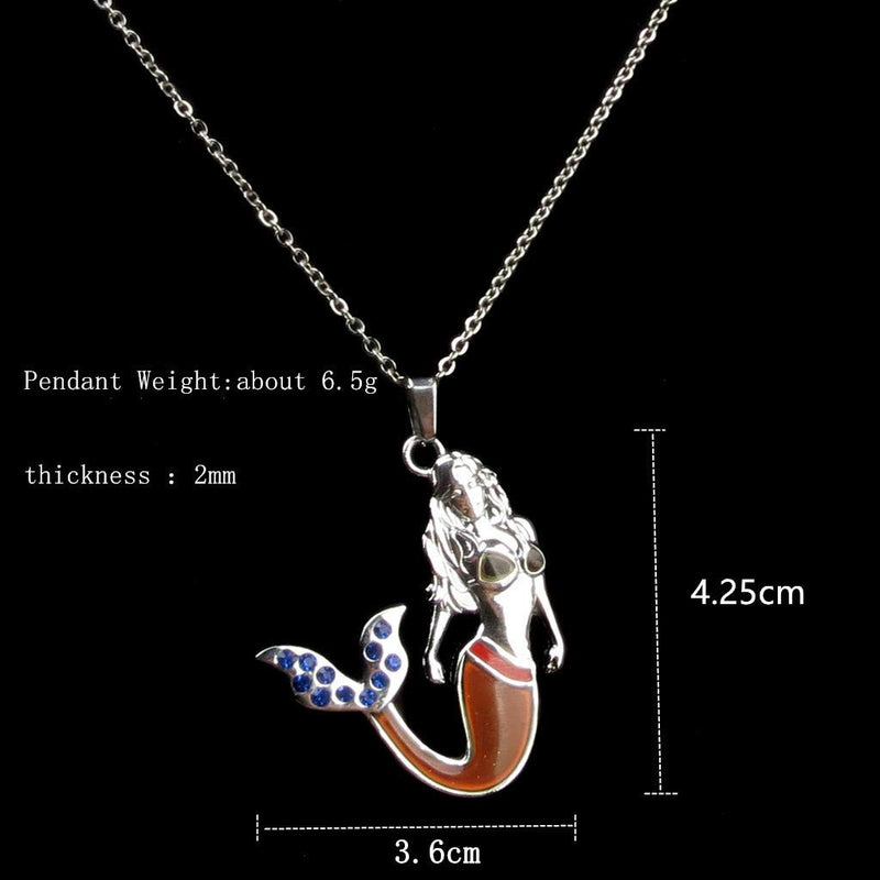 [Australia] - Fineder 1 Pack Mermaid Mood Necklace Color Change Pendant Jewelry for Little Girls with Blue Shell Necklace Gift Box … 