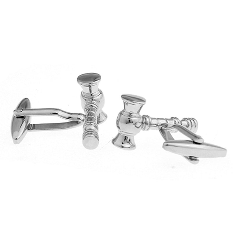 [Australia] - Law Gavel Mallet Judge Lawyer Mason Pair Cufflinks Silver 