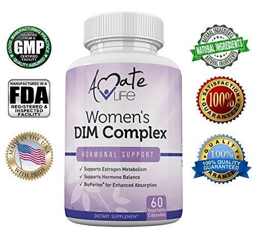 [Australia] - Women’s DIM Complex 150mg - Bioperine Estrogen Balancing Pills for Menopause & Hot Flashes Relief Support Hormonal Acne Powerful Supplement - 60 Capsules - Made in USA by Amate Life 