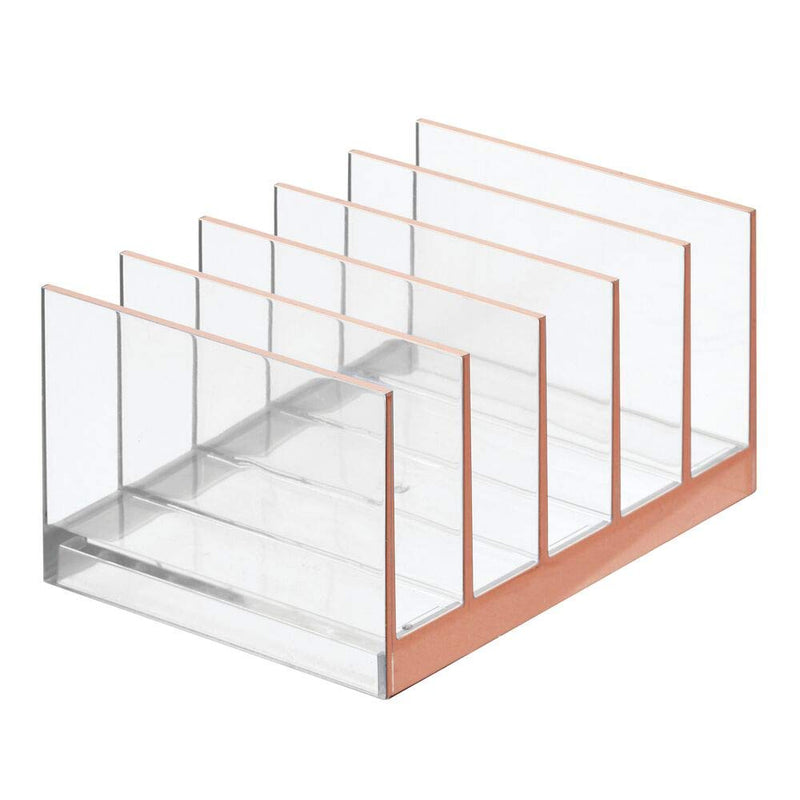 [Australia] - mDesign Plastic Divided Makeup Organizer for Bathroom Countertops, Vanities, Cabinets - Cosmetic Storage Solution for, Eyeshadow Palettes, Contour Kits, Blush, Face Powder - 5 Sections - Clear 