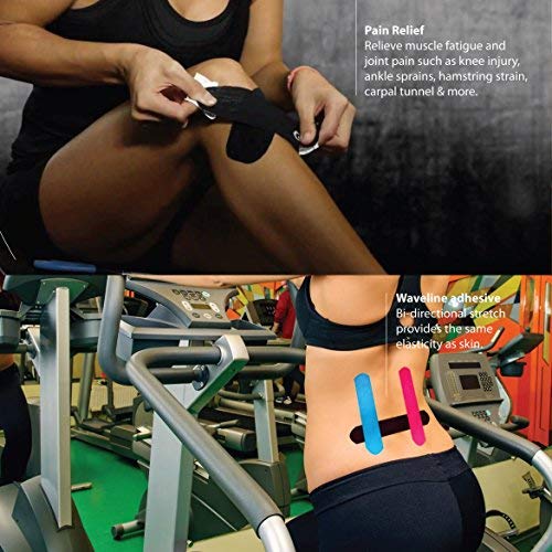 [Australia] - 3-Pack Kinesiology Tape Pro Athletic Sports. Knee, Ankle, Muscle, Kinetic Sport Dynamic, Physical Therapy. Strong-Rock Breathable h2o Resist Cotton.Roll,Uncut,2in x 16.4ft.Bulk k Multi-Coloured 
