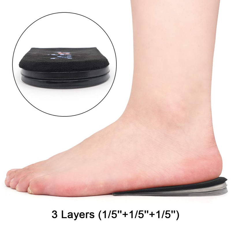 [Australia] - Dr.Foot Adjustable Orthopedic Heel Lift Inserts, Height Increase Insole for Leg Length Discrepancies, Heel Spurs, Heel Pain, Sports Injuries, and Achilles tendonitis (Black, 3 Layers) Black 3 Layers: Small-Women's 4.5-9.5|Men's 6-8.5 