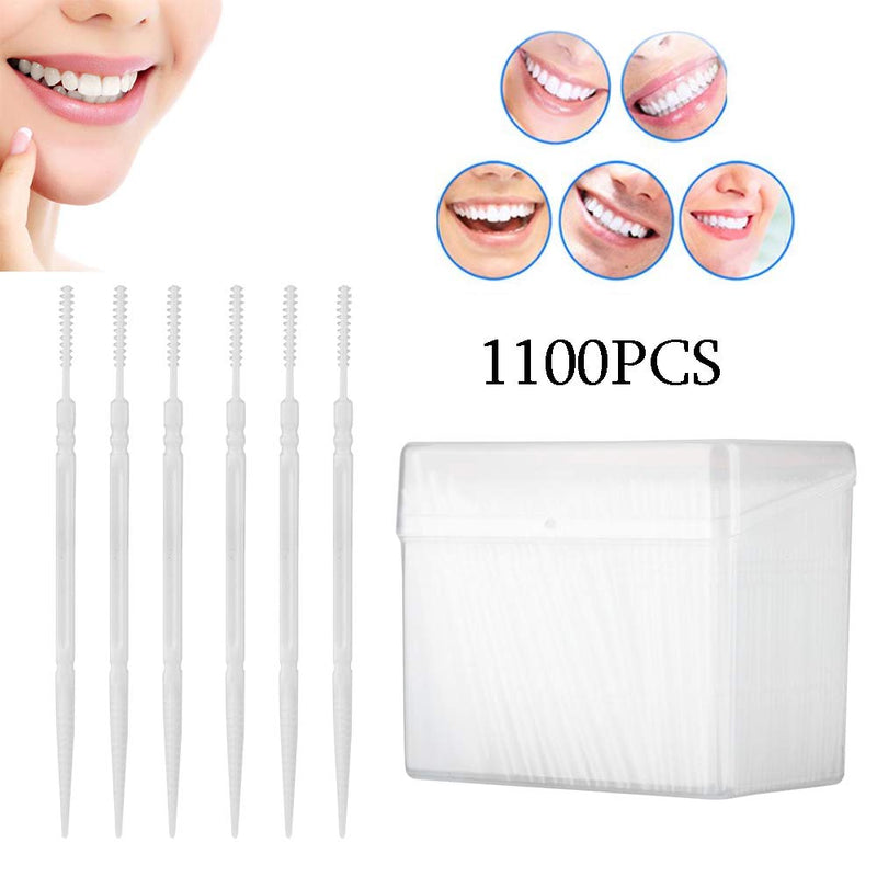 [Australia] - Disposable Plastic Toothpick Dental Picks Portable Practical Toothpick with Clear Case 1100Pcs Green 