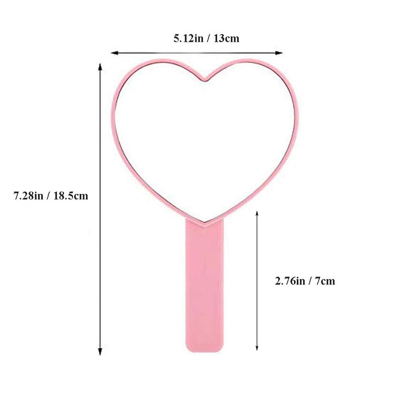 [Australia] - TBWHL Heart-Shaped Travel Handheld Mirror, Cosmetic Hand Mirror with Handle Pink 1 