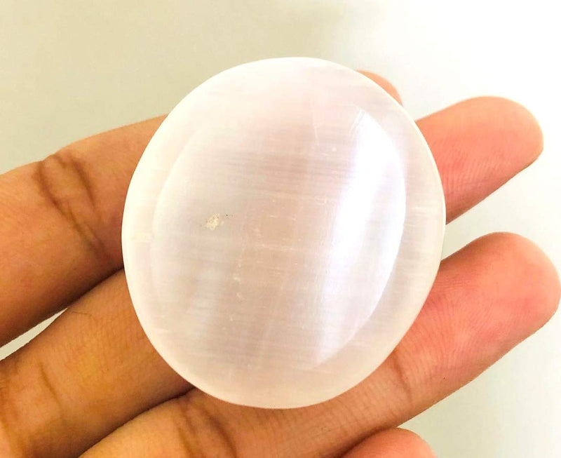 [Australia] - crystalmiracle Natural Selenite Worry Thumb Stone Crystal Healing Gemstone Reiki Gift Positive Energy Psychic Wellness Handcrafted 