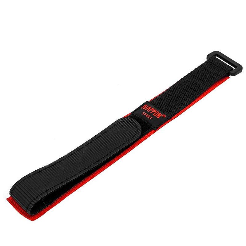 [Australia] - IVAPPON Hook Loop Sport Watch Strap 18mm 20mm 22mm Nylon Straps Black Blue Red Olive Orange Fastening Watchband … 18mm,Long Red(black Plastic Buckle) 