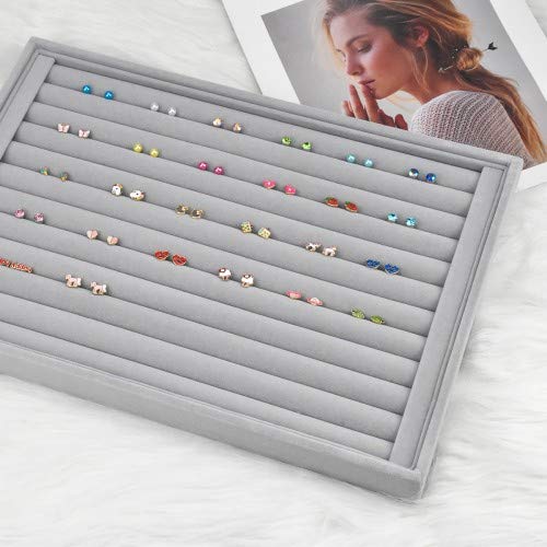 [Australia] - 7 Slots Jewelry Accessories Display Storage Box Case Velvet Ring Showcase Holder Earring Set Tray Organiser - 22.5 14.5 3cm 