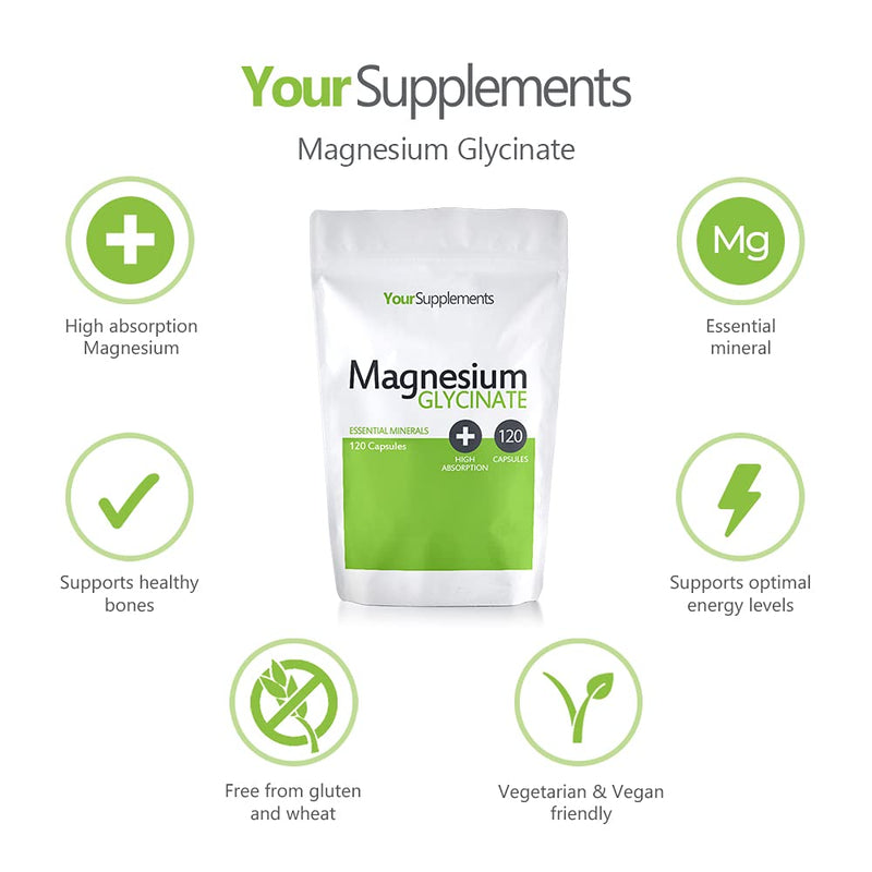 [Australia] - Your Supplements - Magnesium Glycinate - Pack of 90 Capsules | Vegan & Vegetarian Friendly | Improved Formula: Fully Chelated, Non-Buffered 90 Count (Pack of 1) 