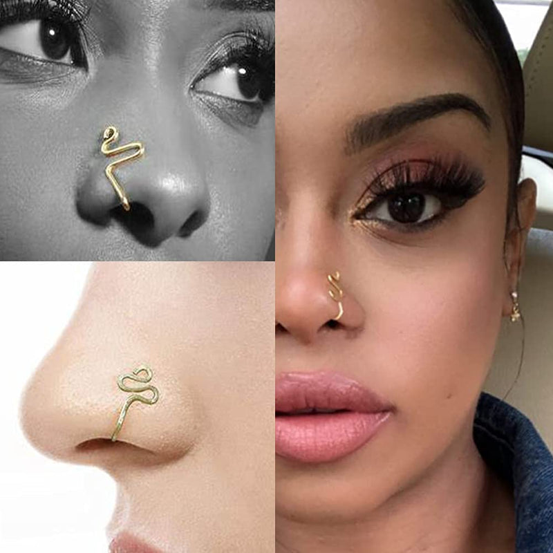 [Australia] - MODRSA Nose Cuff, Gold Nose Cuff, Nose Cuff Non Piercing, Fake Nose Ring, Clip on Nose Ring, African Nose Cuff, Fake Nose Cuff, Nose Cuffs for Non Pierced Nose Cuff Jewelry A1-6pcs-silver 