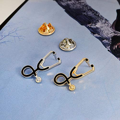 [Australia] - JOYID 2pcs/Set Cute Stethoscope ECG Brooch Medical Doctor Nurse Enamel Lapel Collar Pins Brooch for Women Men Children 