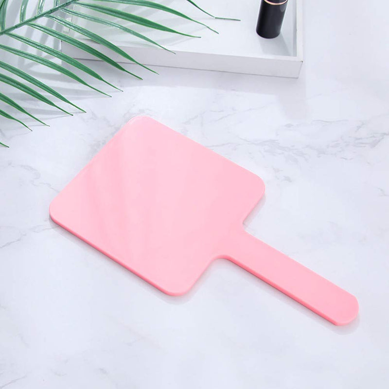 [Australia] - TOPYHL Rectangle Handheld Mirror Hand Mirror Travel Handheld Mirror Cosmetic Mirror with Handle (Pink) Pink 