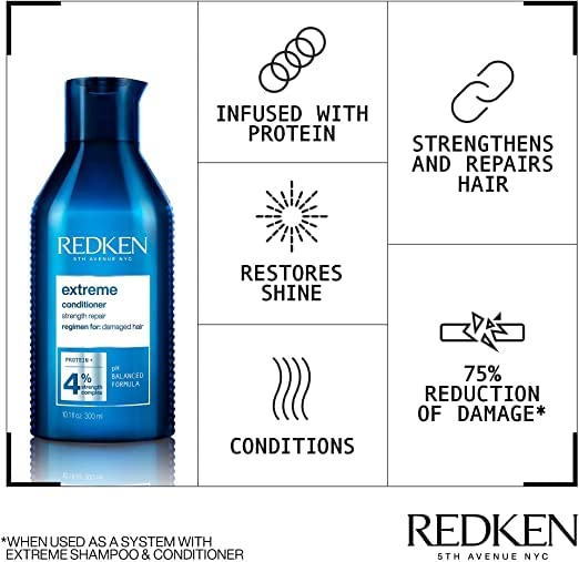 [Australia] - Redken | Extreme | Shampoo & Conditioner| For Damaged Hair | Repairs Strength & Adds Flexibility | 300ml 