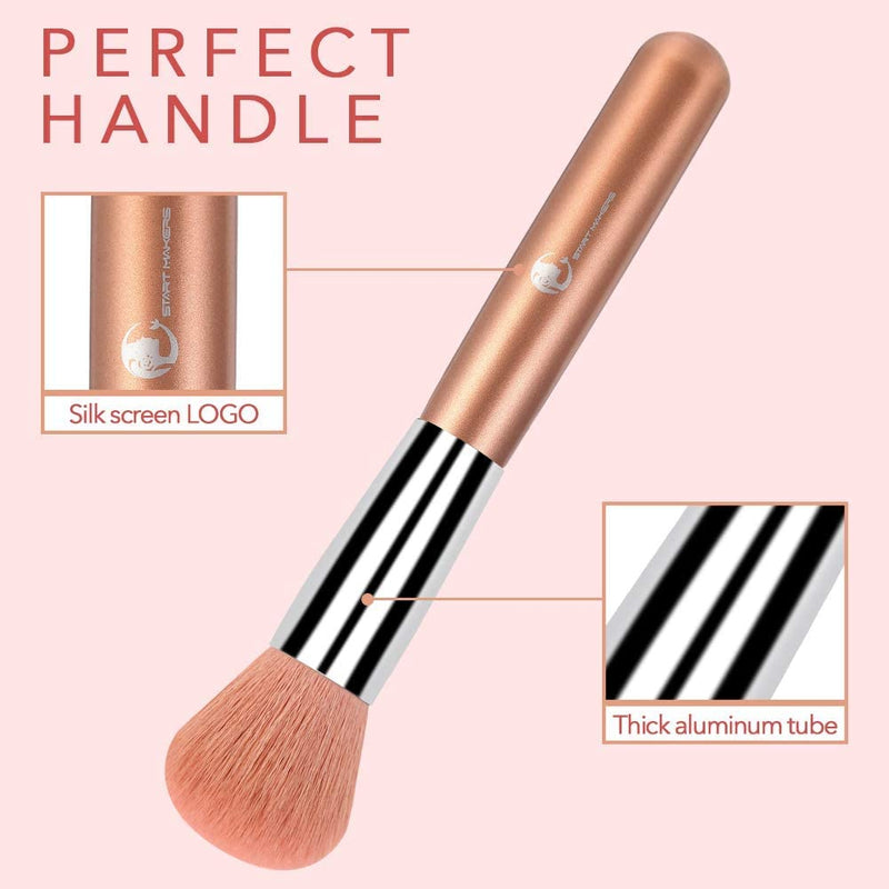 [Australia] - Makeup Brushes Start Makers 7PCS Rose Gold Makeup Brush Set Eyeshadow Concealer Eyebrow Powder Blush Blending Makeup Brushes Set with Face Puff and Gift Box 