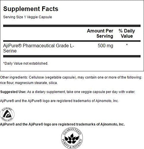 [Australia] - Swanson Ajipure L-Serine Pharmaceutical USP Grade High Purity Amino Acid Supplement Cognitive Function Brain Health 500 mg 60 Veggie Capsules 1 