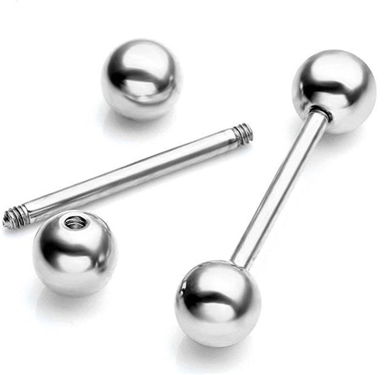 [Australia] - Kiokioa 12pc 14G Mix-Color Stainless Steel Straight Barbell Tongue Rings Bars Piercing 5/8" Length 