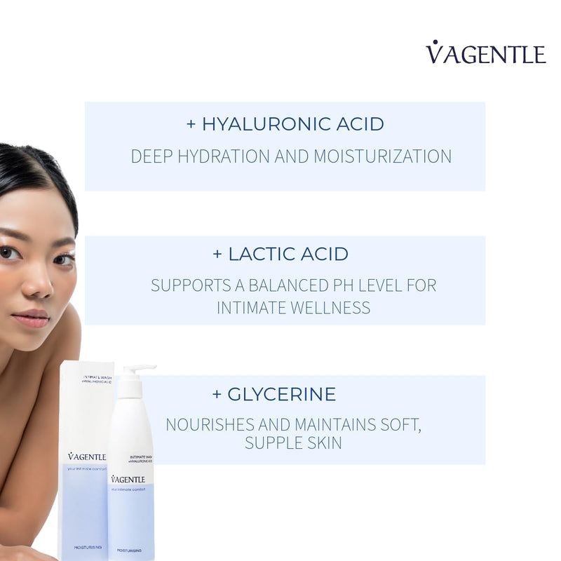 [Australia] - VAGENTLE Hydrating Soap Free Intimate Wash Women with Hyaluronic Acid for Daily Use. Reduces Vaginal Odor Feminine Wash. Proven Laboratory Formula. Vegan. 250ml 