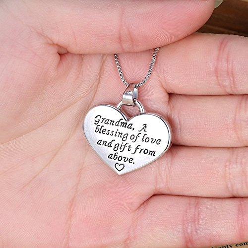 [Australia] - MagicW Gift for Grandma Heart Pendant Necklace Grandma A Blessing of Love and Gift from Above Grandma Charm Necklace from Granddaughter 