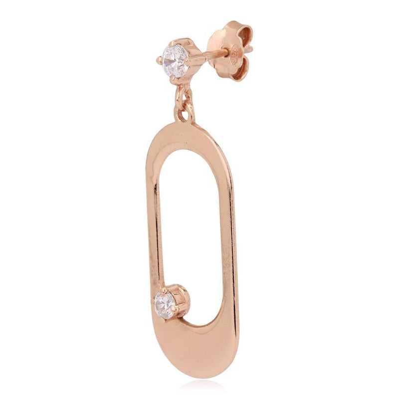 [Australia] - Vanbelle Sterling Silver Jewelry Oval Dangle Earrings with Cubic Zirconia Stones and Rose Gold Plated for Women and Girls 