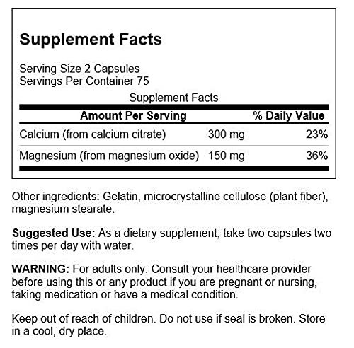[Australia] - Swanson Calcium Citrate Plus Magnesium - Mineral Supplement Promoting Strong Bones, Energy Production, & Muscle Relaxation - May Support Cardiovascular Health - (150 Capsules) 