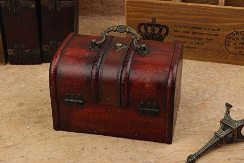 [Australia] - Coolrunner 2pcs Antique Vintage Wooden Box Stamp Flower Small Metal Lock Jewelry Treasure Chest Handmade Retro Wood Organizer Case Box (2 pcs) Brown 