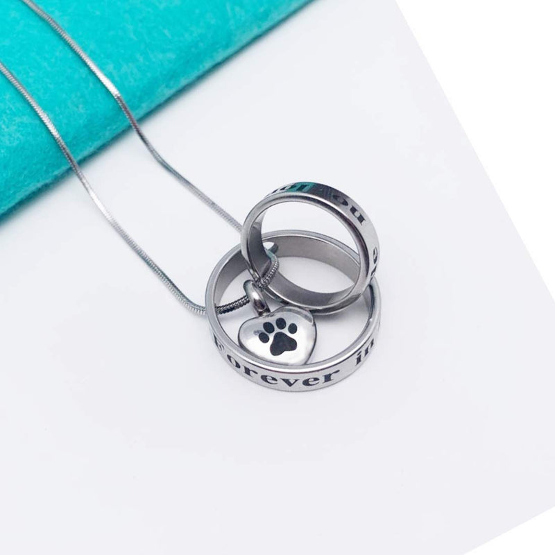 [Australia] - LYFML Heart Cremation Jewelry Urn Necklace for Ashes, Keepsake Pendant Made of Titanium Steel, Engraved"No Longer by My Side, Forever in My Heart" Come with Filling Kit Paw 