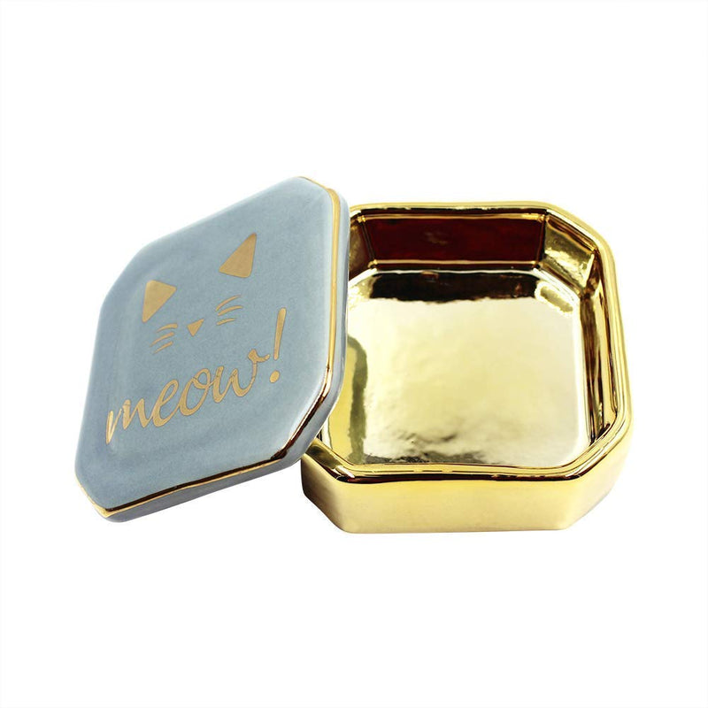 [Australia] - mossty Unicorn Jewelry Box Cat Trinket Organizer Ring Bearer Holder Earrings Storage Case with Lid Gift for Birthday Christmas Wedding Blue 