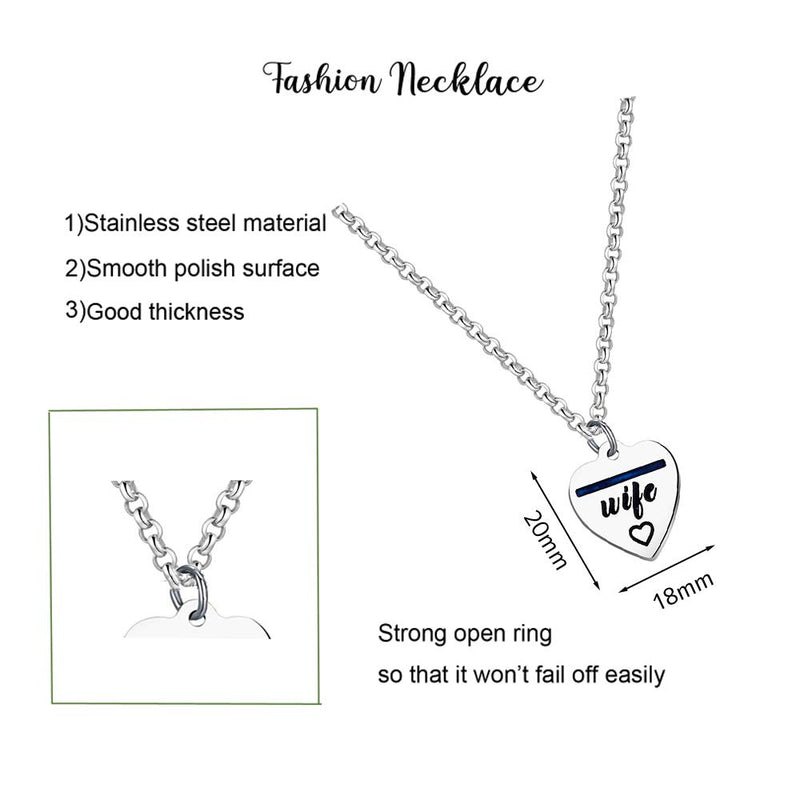 [Australia] - Detailed Thin Blue Line Police Mom Wife Sister Necklace Back The Blue Jewelry 