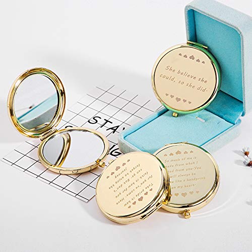 [Australia] - Novelty Gift For Women Wife Girlfriend Daughter, Aunt, Granddaughter Travel Pocket Makeup Mirror With Amazing Sayings That Make Funny Gifts Graduation Gift For Her I love you for all(2.6 Inch) Gold 