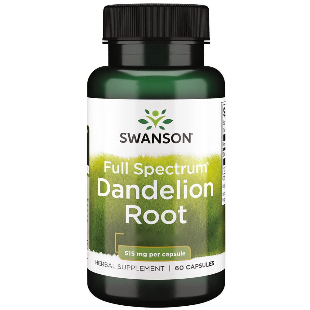 [Australia] - Swanson, Full Spectrum Dandelion Root, 515mg, 60 Capsules, Lab-Tested, Soy Free, Gluten Free, Non-GMO 