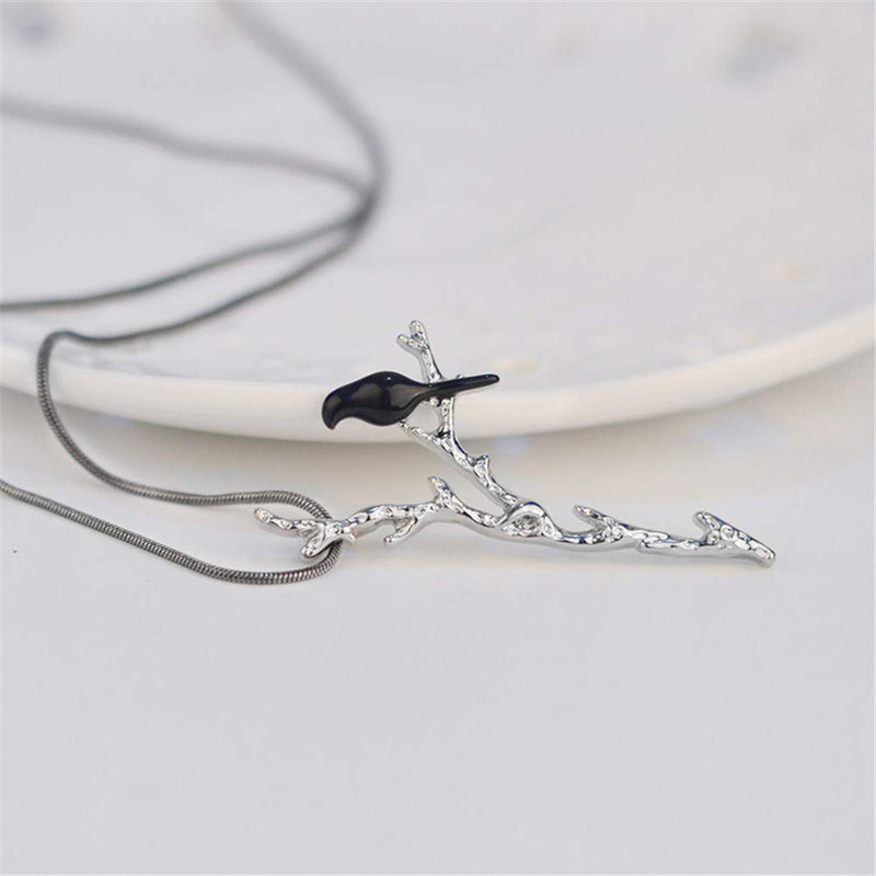 [Australia] - Cute Bird Pendant Choker Necklace Funny Dainty Black Bird Bar Animal Necklace Statement for Women Girls Fashion Jewelry 