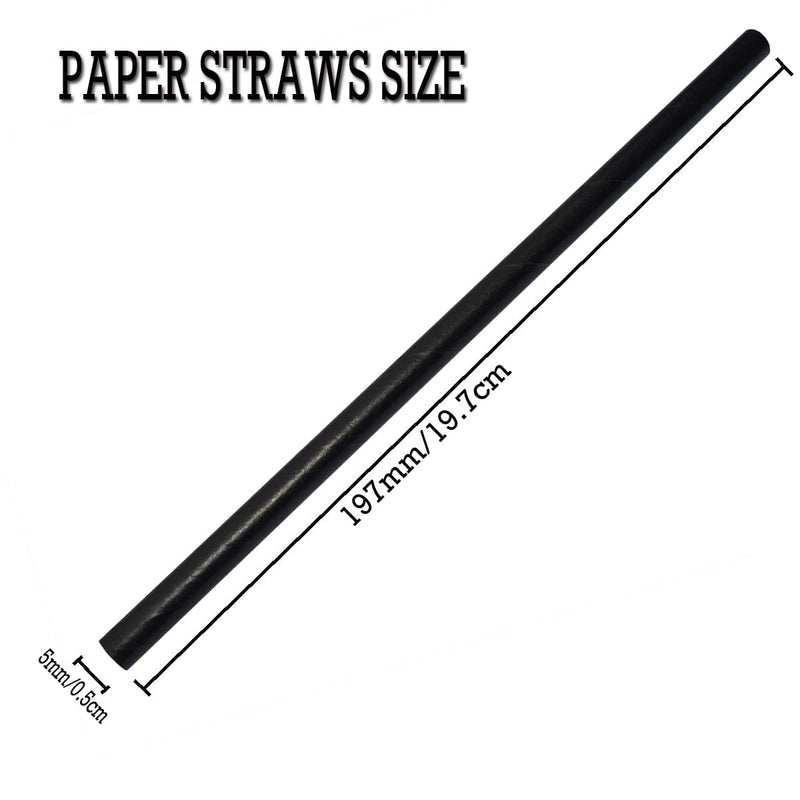 [Australia] - ShreeFit Paper Straws Pack of 200 Drinking Straw Biodegradable Eco-Friendly Highly Durable Food Safe Suitable for All Occasions (Black) 