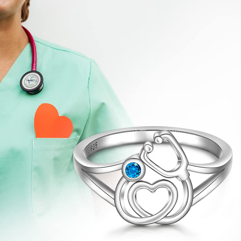[Australia] - Nurse Stethoscope Ring for Women Sterling Silver BSN Graduation Future Doctor Gifts Medical Student Rn Nurses Jewelry 7 