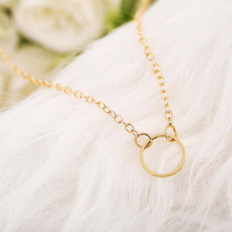 [Australia] - TseanYi Circle Pendant Necklace Gold Karma Choker Chain Necklace Fashion Necklaces Chain Jewelry for Women and Girls (Gold) 