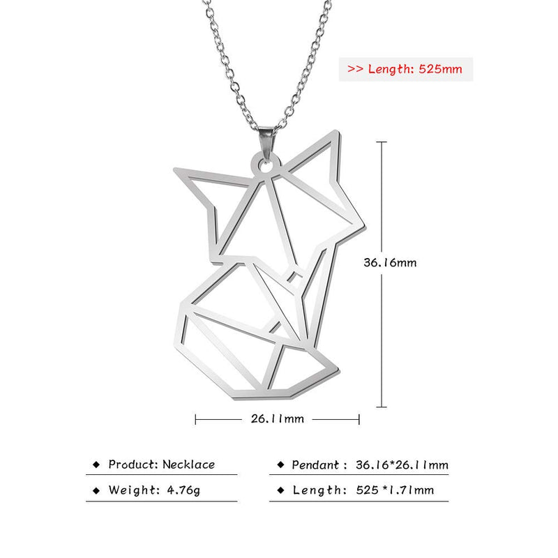 [Australia] - fishhook Origami Necklace Cute Animal Fox Stainless Steel Silver Gold plated Pendant Chain Necklace for Women Men Girls 